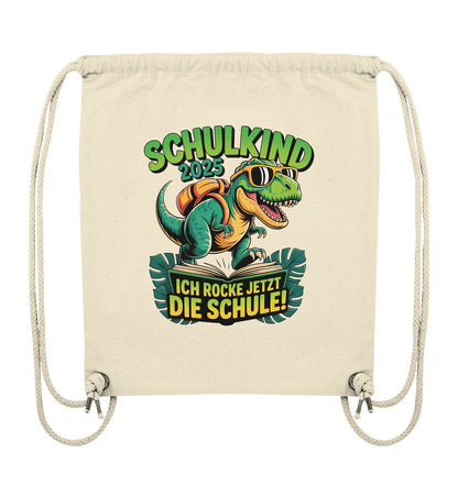 Schulkind 2025 – Dino Ich rocke jetzt die Schule! - Turnbeutel