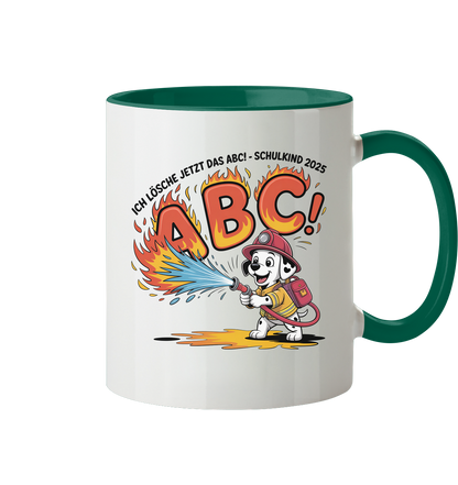 Schulkind 2025 Feuerwehr Hund mit Name Personalisiert  - Tasse zweifarbig