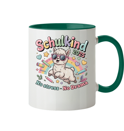 Schulkind 2025 No Stress - No Drama mit Name Personalisiert  - Tasse zweifarbig