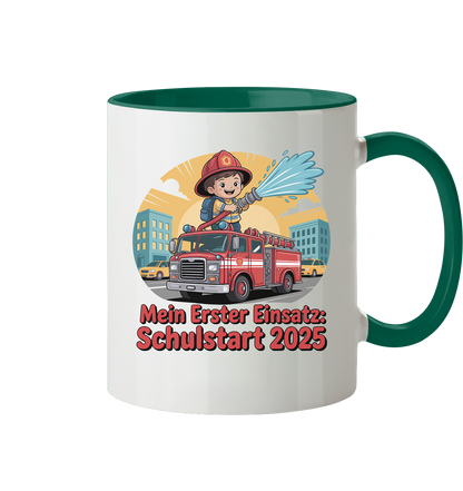 Mein erster Einsatz – Schulstart 2025 Feuerwehr Kind - Tasse zweifarbig