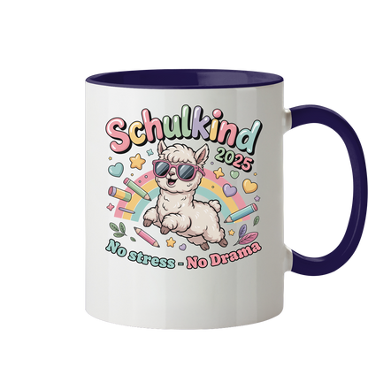 Schulkind 2025 No Stress - No Drama mit Name Personalisiert  - Tasse zweifarbig