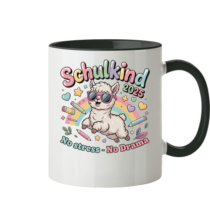 Schulkind 2025 No Stress - No Drama mit Name Personalisiert  - Tasse zweifarbig