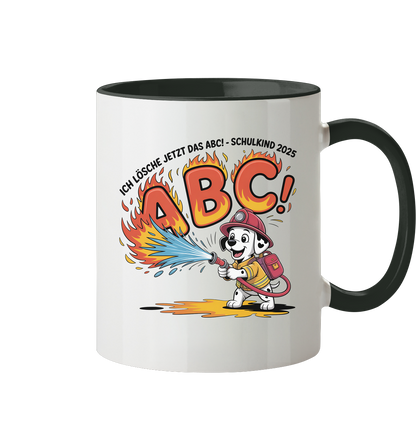 Schulkind 2025 Feuerwehr Hund mit Name Personalisiert  - Tasse zweifarbig