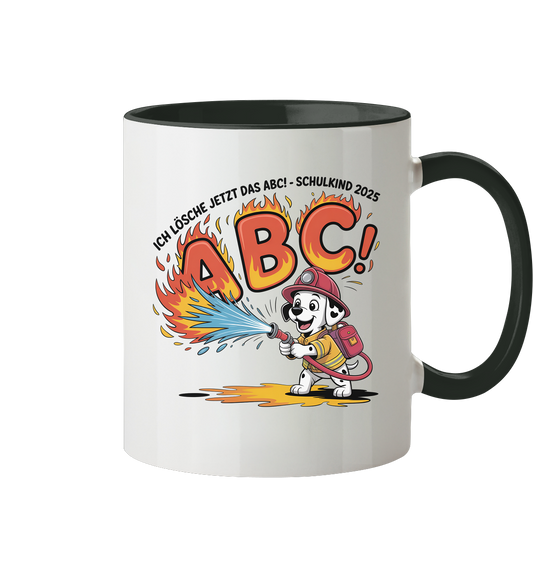 Schulkind 2025 Feuerwehr Hund mit Name Personalisiert  - Tasse zweifarbig