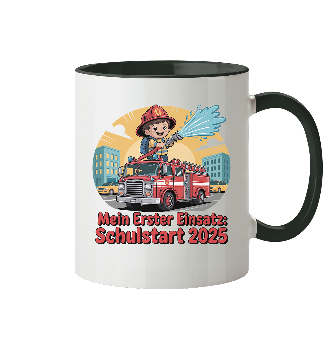 Mein erster Einsatz – Schulstart 2025 Feuerwehr Kind - Tasse zweifarbig