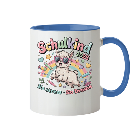 Schulkind 2025 No Stress - No Drama mit Name Personalisiert  - Tasse zweifarbig