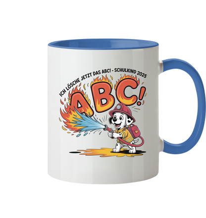 Schulkind 2025 Feuerwehr Hund mit Name Personalisiert  - Tasse zweifarbig