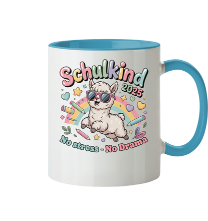 Schulkind 2025 No Stress - No Drama mit Name Personalisiert  - Tasse zweifarbig