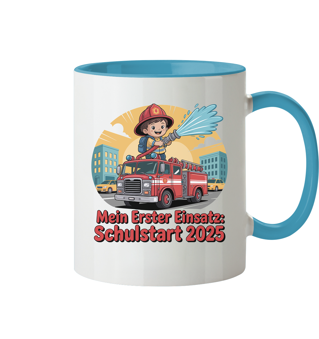 Mein erster Einsatz – Schulstart 2025 Feuerwehr Kind - Tasse zweifarbig