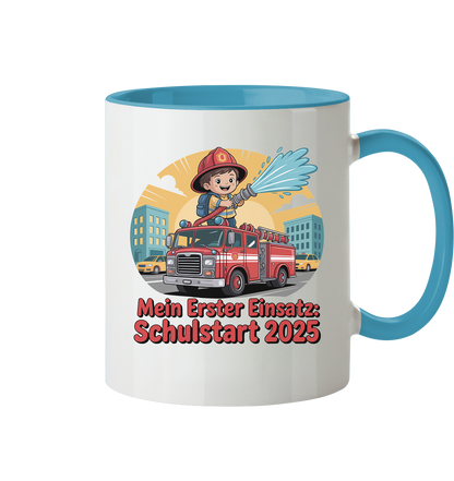 Mein erster Einsatz – Schulstart 2025 Feuerwehr Kind - Tasse zweifarbig
