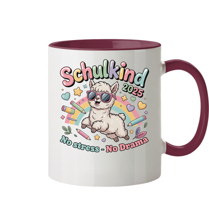 Schulkind 2025 No Stress - No Drama mit Name Personalisiert  - Tasse zweifarbig