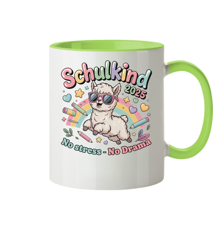 Schulkind 2025 No Stress - No Drama mit Name Personalisiert  - Tasse zweifarbig