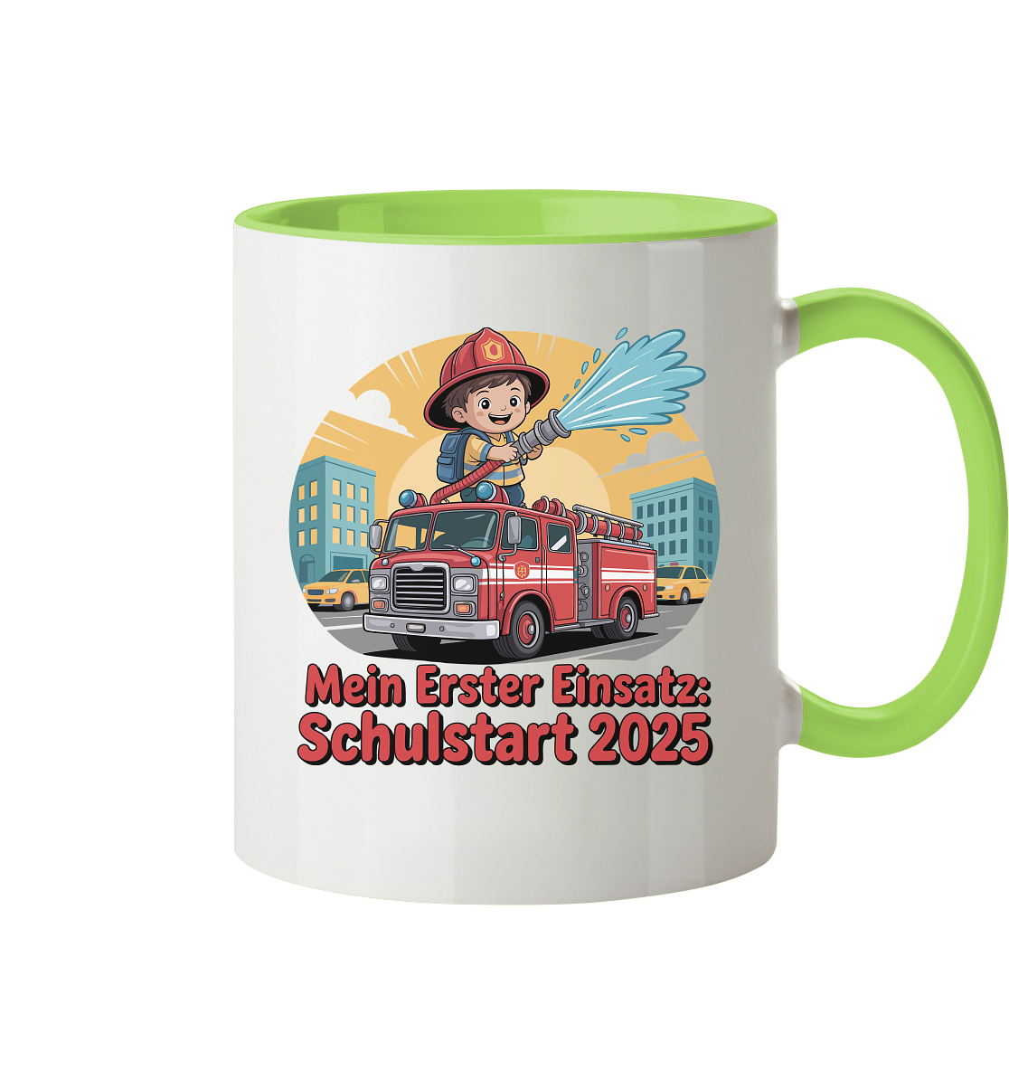 Mein erster Einsatz – Schulstart 2025 Feuerwehr Kind - Tasse zweifarbig