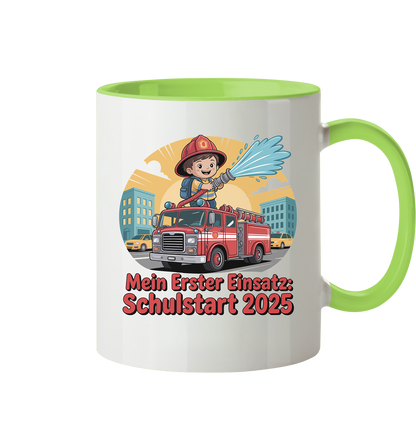 Mein erster Einsatz – Schulstart 2025 Feuerwehr Kind - Tasse zweifarbig