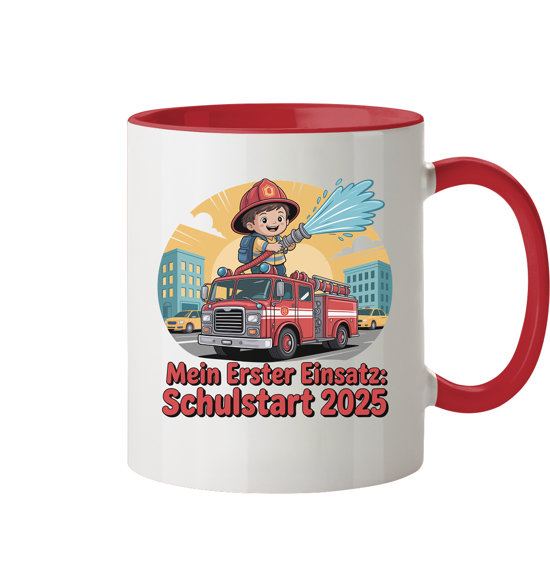 Mein erster Einsatz – Schulstart 2025 Feuerwehr Kind - Tasse zweifarbig