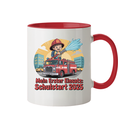 Mein erster Einsatz – Schulstart 2025 Feuerwehr Kind - Tasse zweifarbig