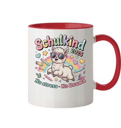 Schulkind 2025 No Stress - No Drama mit Name Personalisiert  - Tasse zweifarbig