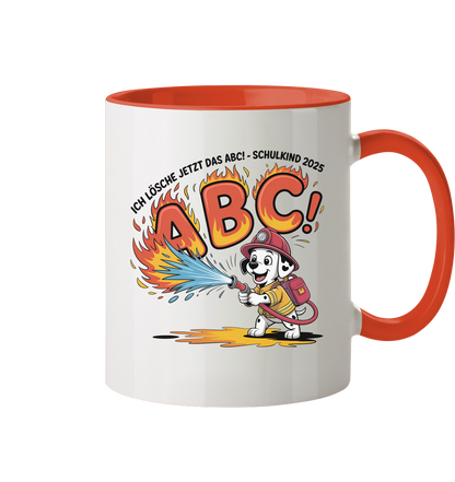 Schulkind 2025 Feuerwehr Hund mit Name Personalisiert  - Tasse zweifarbig