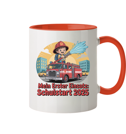 Mein erster Einsatz – Schulstart 2025 Feuerwehr Kind - Tasse zweifarbig