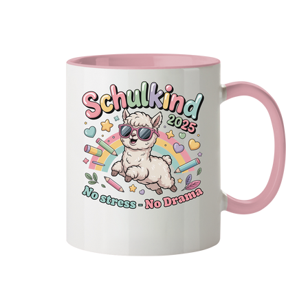 Schulkind 2025 No Stress - No Drama mit Name Personalisiert  - Tasse zweifarbig