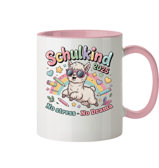 Schulkind 2025 No Stress - No Drama mit Name Personalisiert  - Tasse zweifarbig