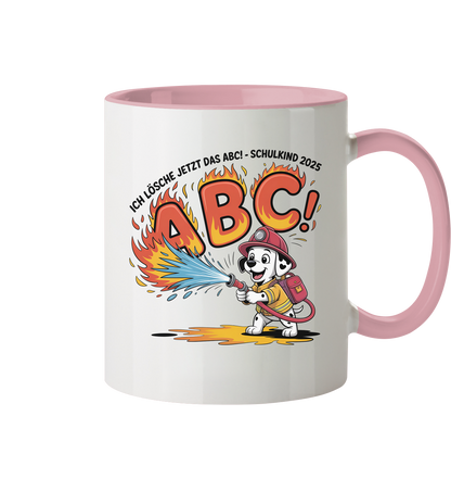 Schulkind 2025 Feuerwehr Hund mit Name Personalisiert  - Tasse zweifarbig