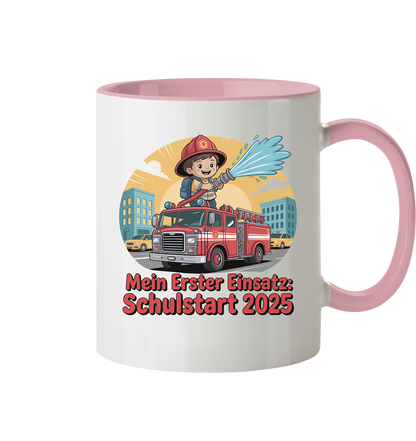 Mein erster Einsatz – Schulstart 2025 Feuerwehr Kind - Tasse zweifarbig