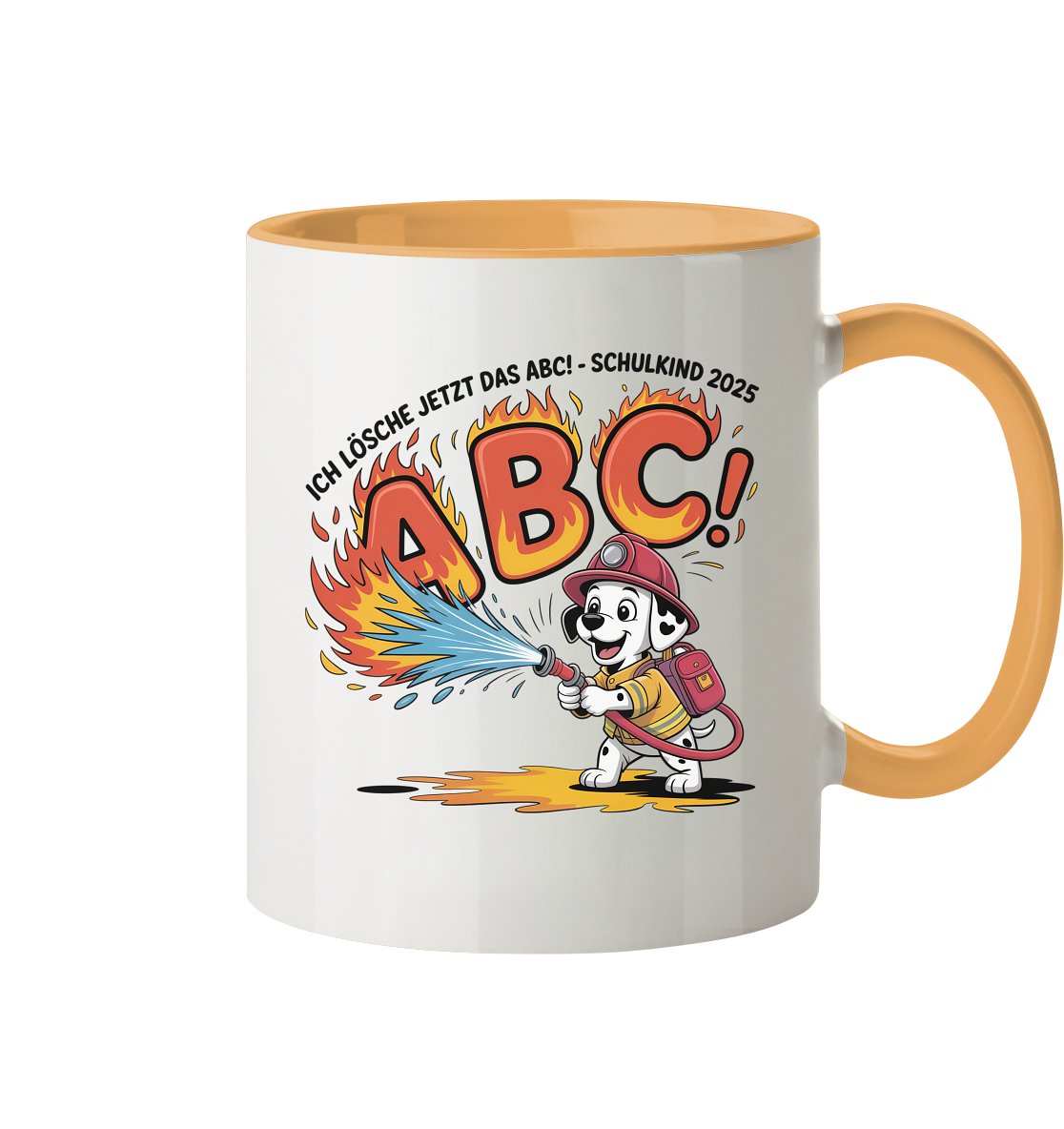 Schulkind 2025 Feuerwehr Hund mit Name Personalisiert  - Tasse zweifarbig