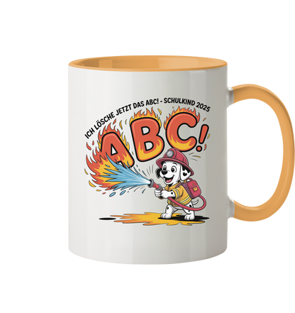 Schulkind 2025 Feuerwehr Hund mit Name Personalisiert  - Tasse zweifarbig